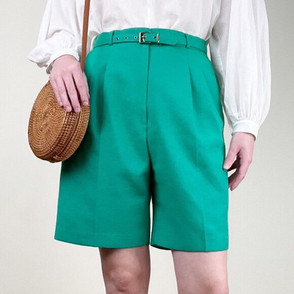 Vintage High Rise Waist Wide Leg Shorts Old Money Quiet Luxury Old Money Coastal - Picture 2 of 9